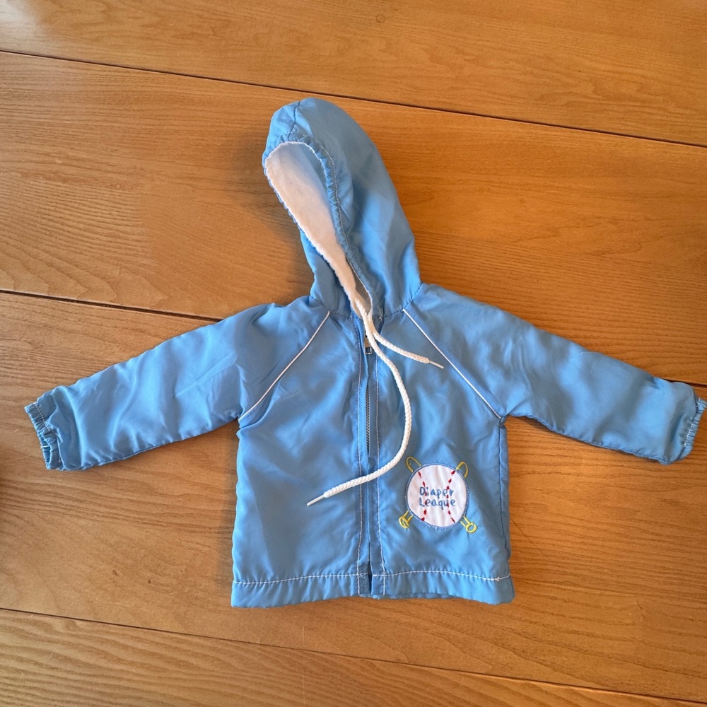 Vintage Tiny Tots Original Diaper League Windbreaker‎ Hooded Jacket Baby 6 9M